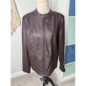 Stitch Fix Mo-Ka Women's Chocolate Brown Faux Vegan Leather Jacket XL